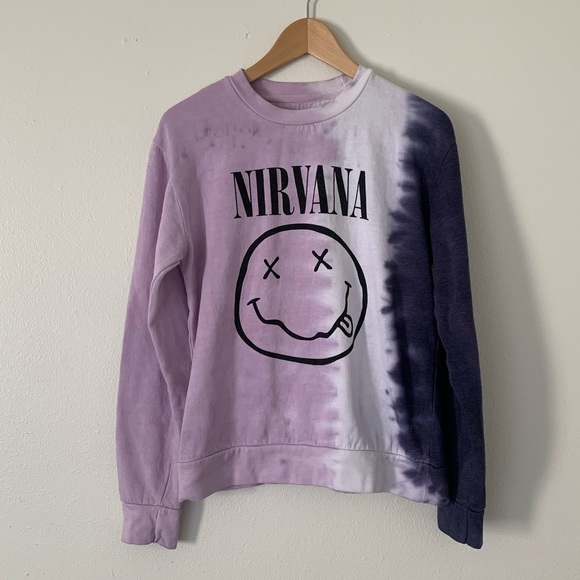 {SOLD} NWOT Purple Tie Dye Nirvana Crew Neck Sweater - Picture 3 of 7